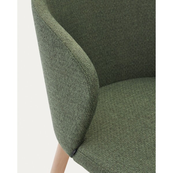 Tmavozelené čalúnené jedálenské kreslo Darice – Kave Home-image-1