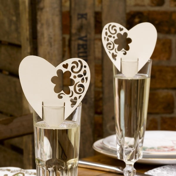 Sada 10 krémovobielych dekorácií na poháre Neviti With Love