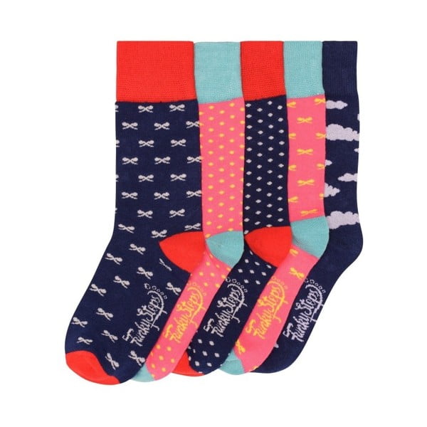 Sada 5 párov farebných ponožiek Funky Steps Bowties, veľ. 35-39