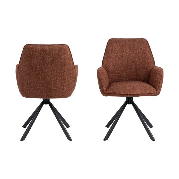 Čalúnené jedálenské kreslá v súprave s podrúčkami 2 ks v tehlovej farbe Glenda – Actona-image-2