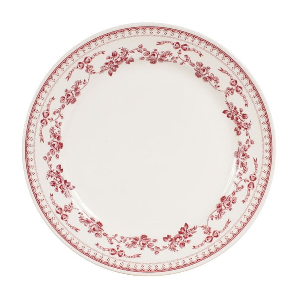 Červeno-biely jedálenský tanier Comptoir de Famille Faustine, 26,5 cm