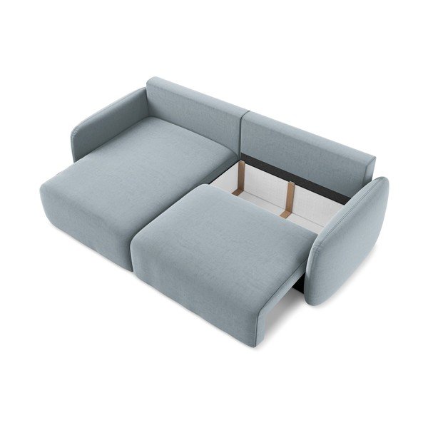 Modrá zamatová rozkladacia/s úložným priestorom rohová pohovka (ľavý roh/s leňoškou) Kalena – Makamii-image-4