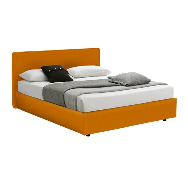 Oranžová dvojlôžková posteľ s úložným priestorom a matracom 13Casa Ninfea, 160 x 200 cm