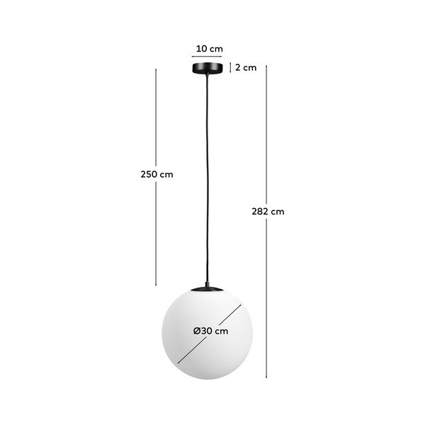 Biele/čierne kovové závesné svietidlo so skleneným tienidlom ø 30 cm Brisia – Kave Home-image-3