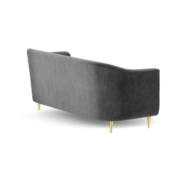 Tmavosivá zamatová pohovka Kooko Home Corde, 175 cm-image-3