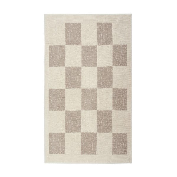 Krémový bavlnený koberec Floorist Check, 100 x 200 cm