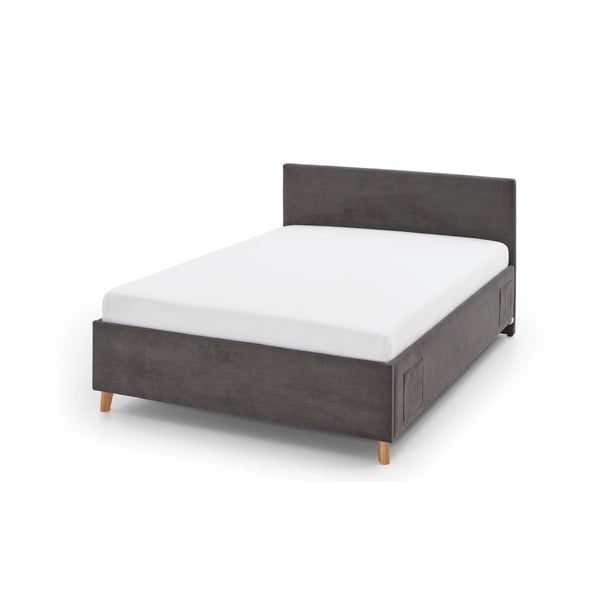 Antracitová čalúnená detská posteľ s úložným priestorom s roštom 140x200 cm Cool – Meise Möbel