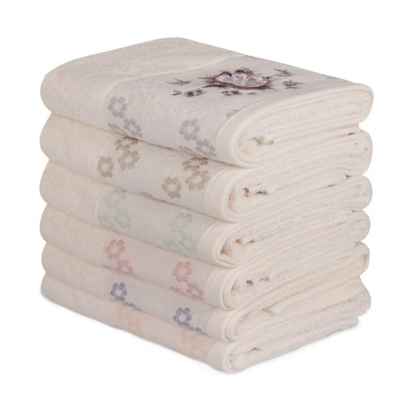 Sada 6 bavlnených uterákov Daireli Ruhno, 50 × 90 cm