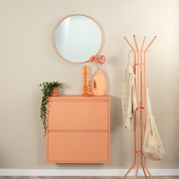 Kovová výklopná skrinka na topánky v lososovej farbe 75x77,5x22,5 cm Billy – Spinder Design-image-1