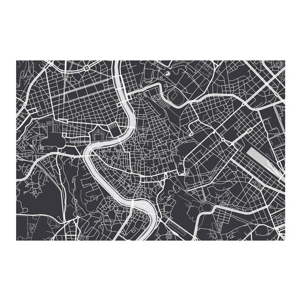 Obraz Homemania Maps Rome Black, 70 × 100 cm
