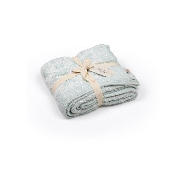 Mentolovomodrá deka s vienočným motívom, 130 × 170 cm