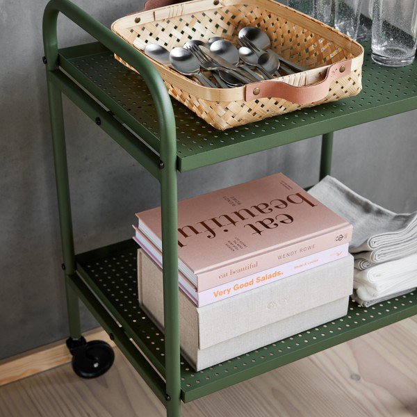 Oceľový servírovací stolík na kolieskach 37,5x52 cm Maki – OYOY Living Design-image-2