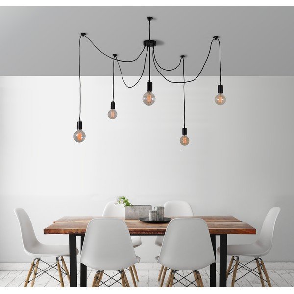 Päťramenné závesné svetlo Spider, čierne-image-2