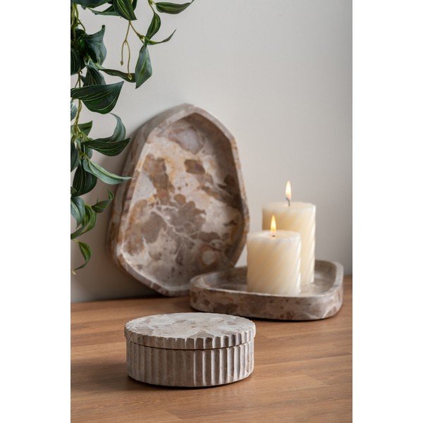 Svetlohnedý dekoratívny kamenný úložný box ø 15x6 cm Marble – PT LIVING-image-1