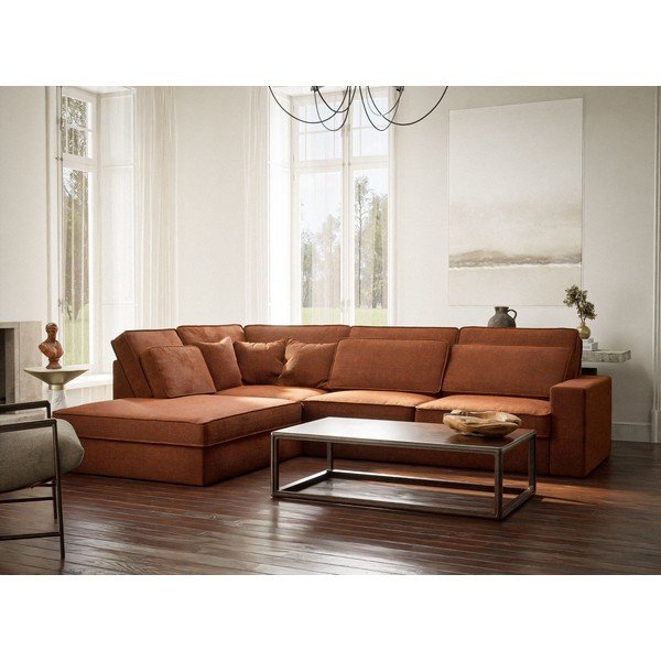 Ženilková rohová pohovka v medenej farbe (ľavý roh/do L) Kirou – Maison de Rêve-image-1