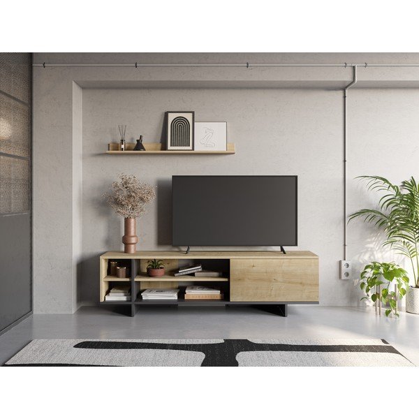 TV stolík v dekore duba v prírodnej farbe 160x44 cm Cequoia – Marckeric-image-1