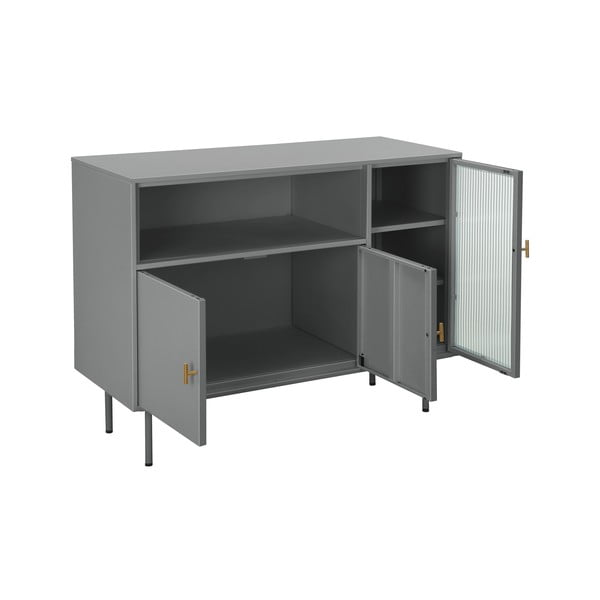 Sivá kovová vitrína 104x80 cm Rosalie – Støraa-image-3