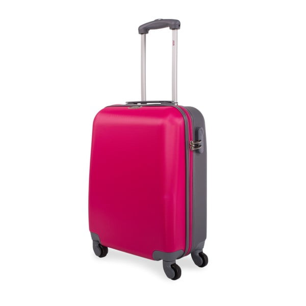 Ružový cestovný kufor na kolieskach Arsamar Jones, výška 50 cm