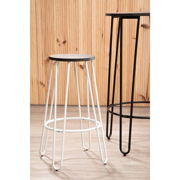 Biela/v prírodnej farbe barová stolička z brestového dreva (výška sedadla 75 cm) District – Premier Housewares-image-1