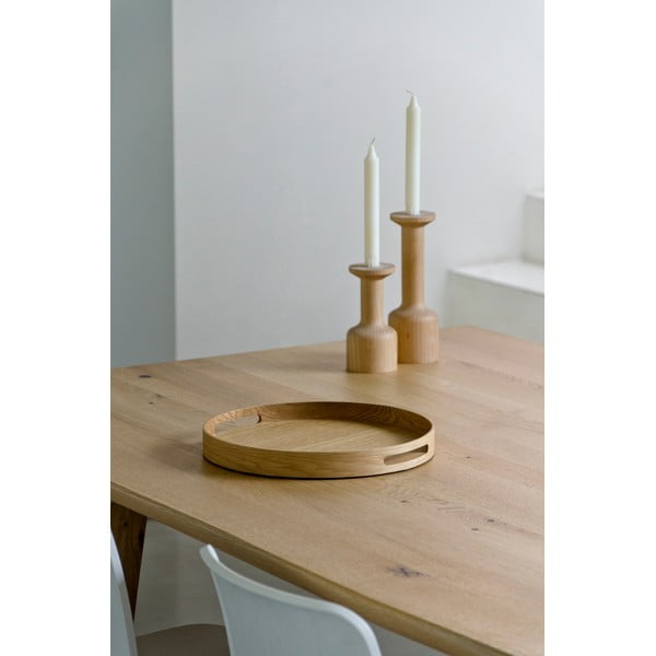 Kruhový drevený podnos Wireworks Busboy Oak, ø 30,8 cm-image-1