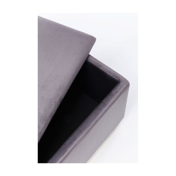 Hnedo-sivá zamatová lavica s úložným priestorom Kare Design Cherry-image-4