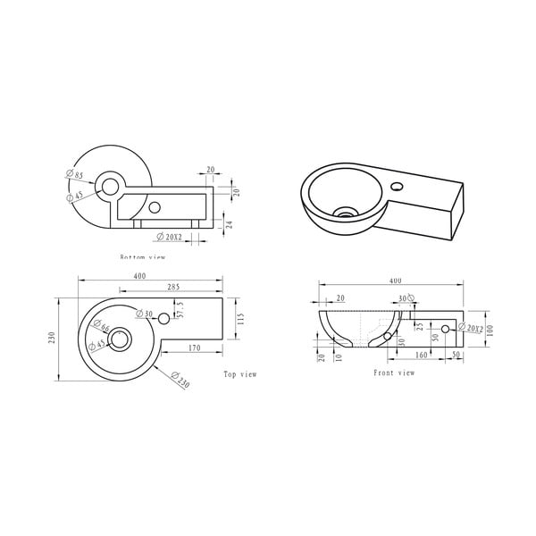 Čierne kamenné umývadlo 40x23 cm Blok – Sapho-image-4
