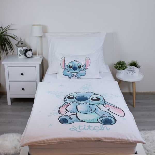 Biele bavlnené detské obliečky do postieľky 100x135 cm Lilo and Stitch "White Star" – Jerry Fabrics-image-1