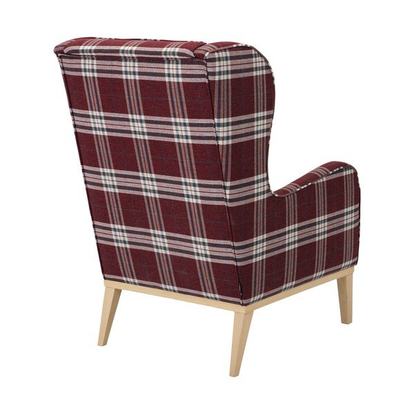 Červené kárované kreslo ušiak Max Winzer Angelo-image-4