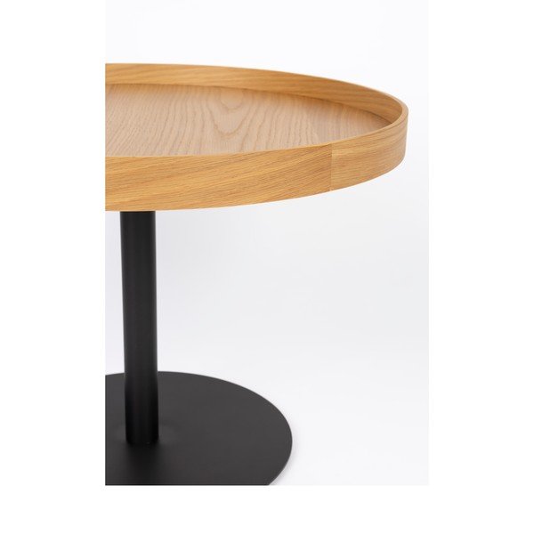 Okrúhly konferenčný stolík s doskou v dubovom dekore v prírodnej farbe ø 56 cm Yuri M – White Label-image-2