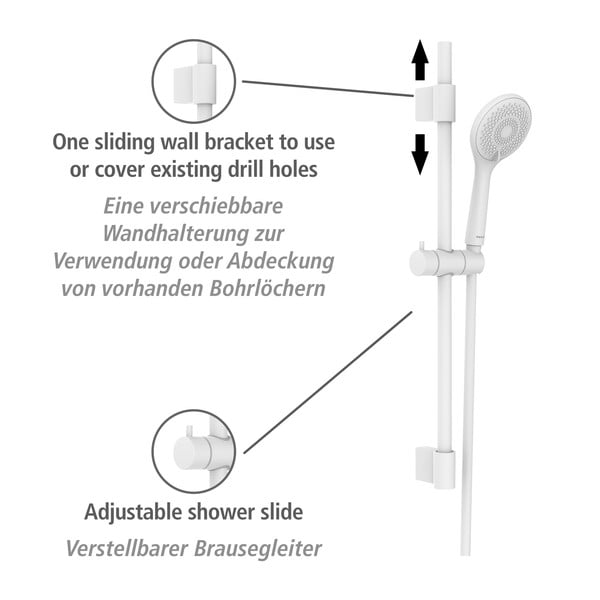 Biela sprchová súprava z nehrdzavejúcej ocele 70 cm Watersaving – Wenko-image-4
