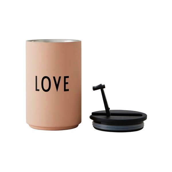 Oranžový/béžový termo hrnček 350 ml Love – Design Letters-image-2