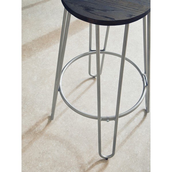 Barová stolička z brestového dreva v striebornej farbe/v prírodnej farbe (výška sedadla 75 cm) District – Premier Housewares-image-3