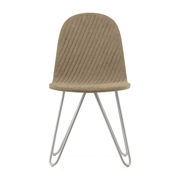 Béžová stolička s kovovými nohami IKER Mannequin X Stripe