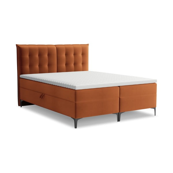 Terakotová boxspring posteľ s úložným priestorom 140x200 cm Mikana – Makamii