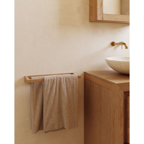 Drevený držiak na uteráky v prírodnej farbe Vedel – Kave Home-image-1