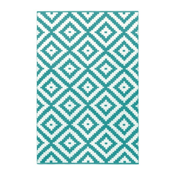 Tyrkysovo-sivý obojstranný koberec vhodný aj do exteriéru Green Decore Ava Malo, 140 × 200 cm