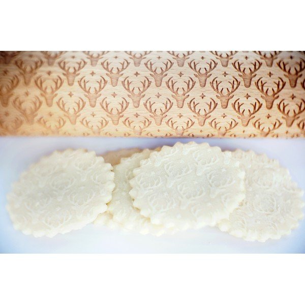 Drevený vianočný embosovaný valček na cesto Valek Reindeer-image-4