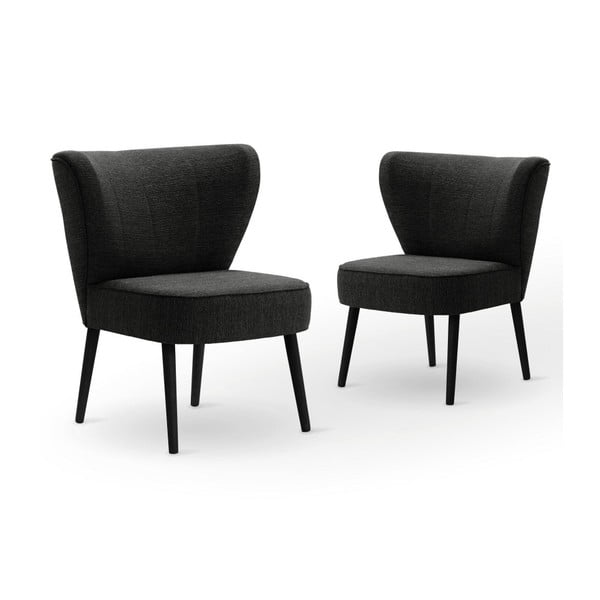 Sada 2 čiernych jedálenských stoličiek s čiernymi nohami My Pop Design Adami