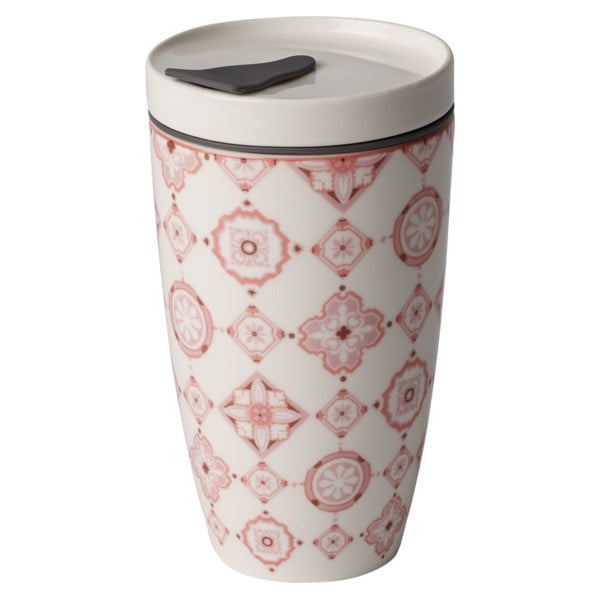 Červeno-biely porcelánový cestovný hrnček Villeroy &amp; Boch Like To Go, 350 ml