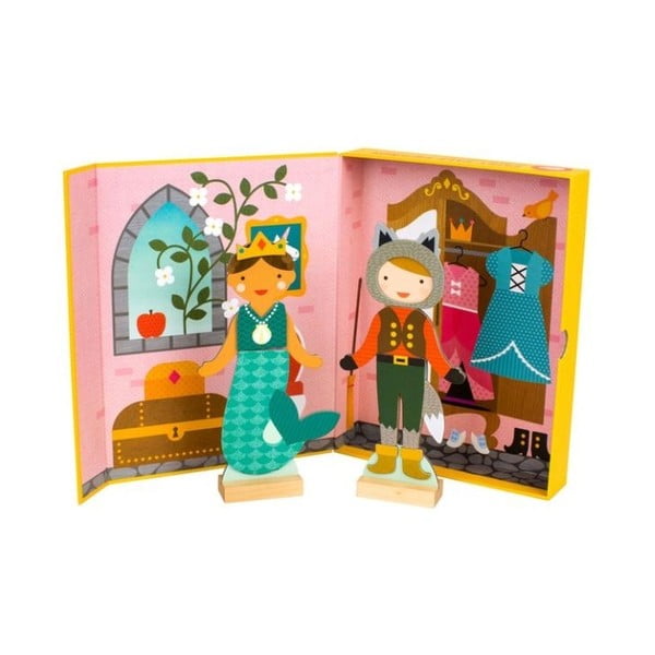 Sada 2 prezliekacích bábik s magnetickým oblečením Petit collage Fairy Tales