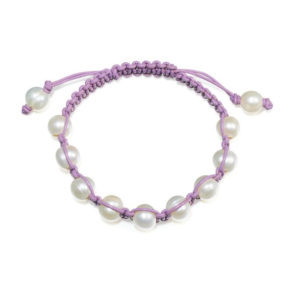 Fialový perlový kožený náramok Nova Pearls Copenhagen Amandine