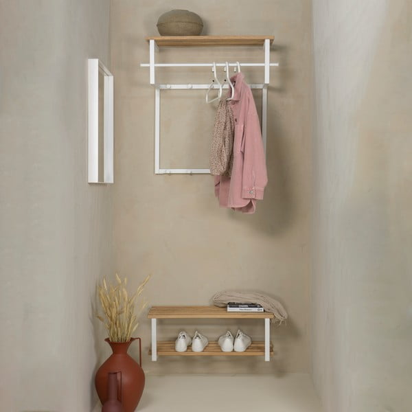 Biely/v prírodnej farbe kovový nástenný vešiak s poličkou 76 cm Rizzoli – Spinder Design-image-1