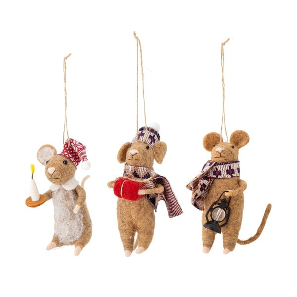 Vlnené vianočné ozdoby v súprave 3 ks 11 cm Peo – Bloomingville