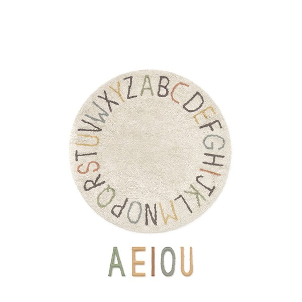 Krémový bavlnený detský hrací koberec ø120 cm ABC Color and Letters – Lorena Canals