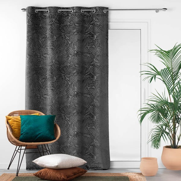 Antracitový zamatový záves 140x240 cm Analia – douceur d'intérieur-image-3