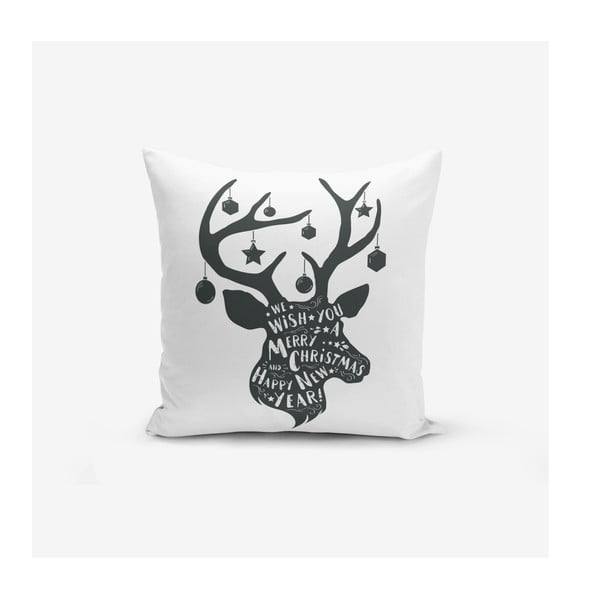 Súprava 4 vianočných obliečok na vankúš a behúň na stôl Minimalist Cushion Covers Reindeer and Stars-image-1