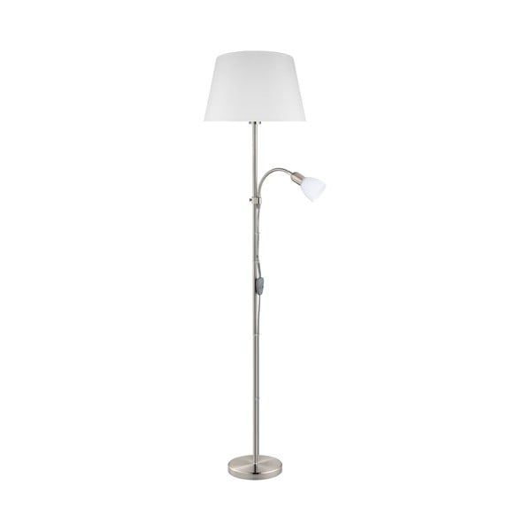 Sivá stojacia lampa so skleneným a textilným tienidlom (výška 170 cm) CONESA – EGLO