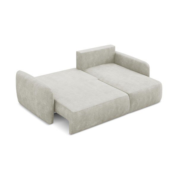 Krémová ženilková rozkladacia/s úložným priestorom rohová pohovka (pravý roh/s leňoškou) Lilo – Makamii-image-4