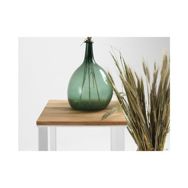 Odkladací stolík s bielym podnožím a dubovou doskou Custom Form Skaden, 50 × 50 cm-image-4