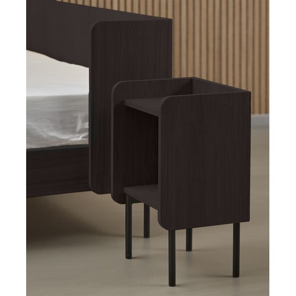 Čierny nočný stolík v dekore duba s poličkami Wrap – Bonami Selection-image-1